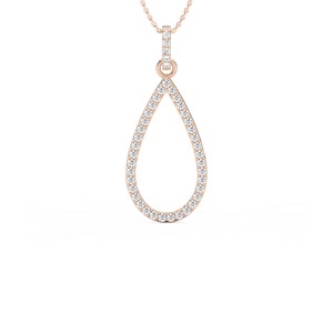 1/4 ctw Round Lab Grown Diamond Pave Teardrop Pendant  - 18 Inches