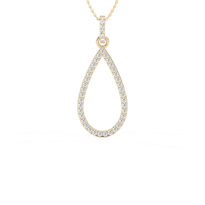 1/4 ctw Round Lab Grown Diamond Pave Teardrop Pendant  - 18 Inches