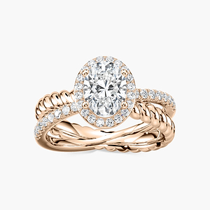 Athena Oval Lab Grown Diamond Rope Crossover Halo Engagement Ring