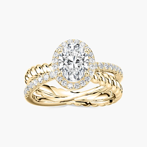 Athena Oval Lab Grown Diamond Rope Crossover Halo Engagement Ring