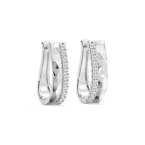 1/2 ctw Lab Grown Diamond Textured Hoop Earrings