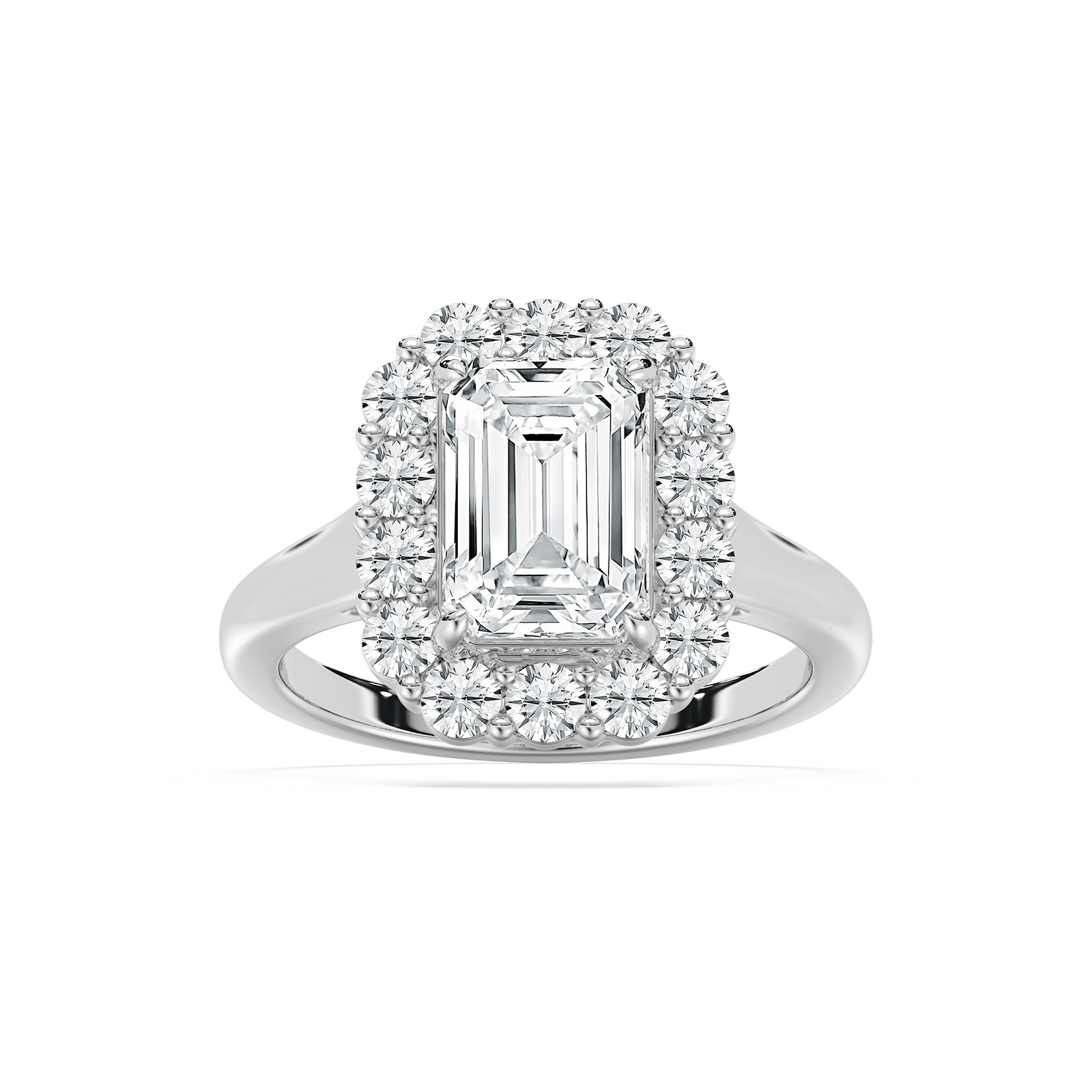 Thea Halo Emerald Engagement Ring in Rose Gold