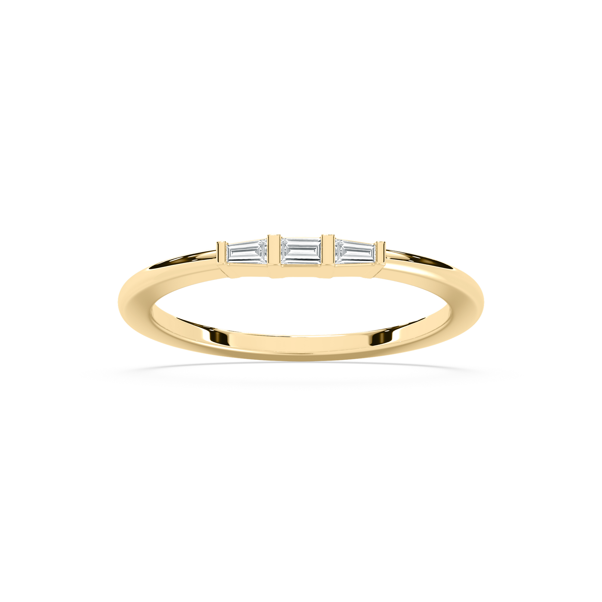 Three Stone Baguette Band with 0.14ctw Lab-Grown Diamonds in 10K Yellow Gold