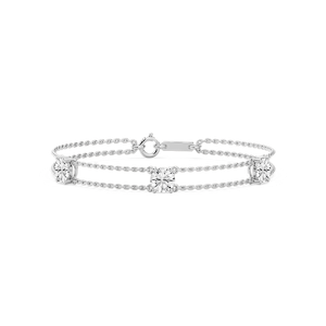 3 ctw Round Lab Grown Diamond Three Stone Chain Bracelet  - 7 Inches