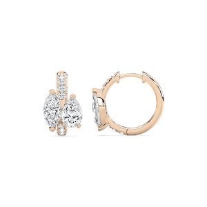 2 ctw Lab Grown Diamond Toi et Moi Hoop Earrings