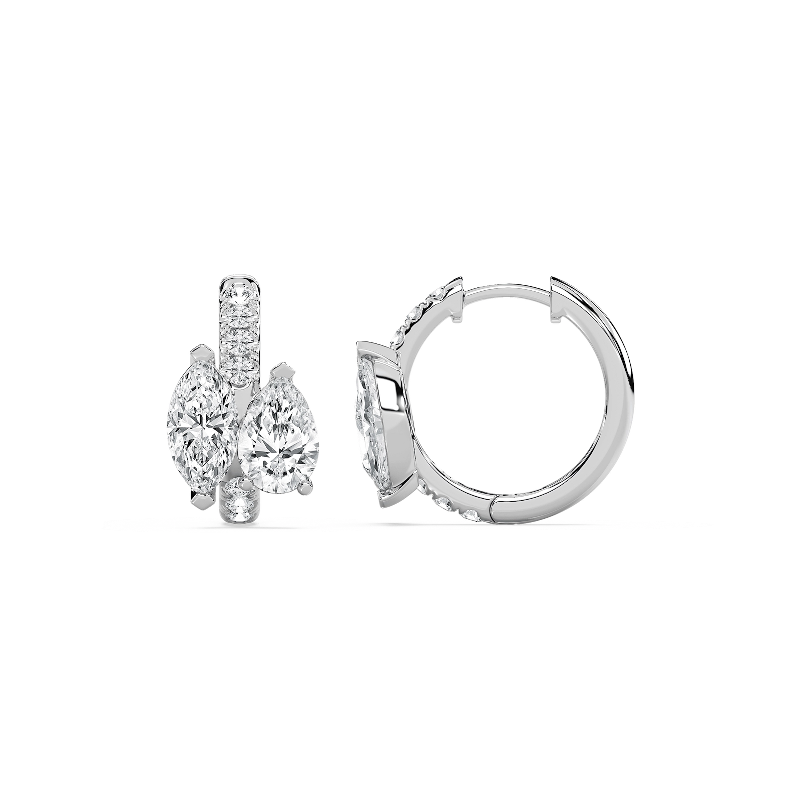 2 ctw Lab Grown Diamond Toi et Moi Hoop Earrings