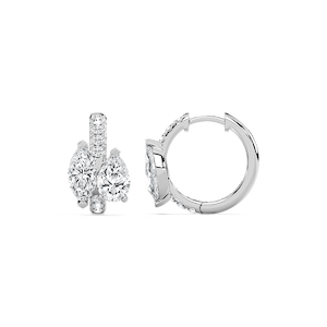 2 ctw Lab Grown Diamond Toi et Moi Hoop Earrings
