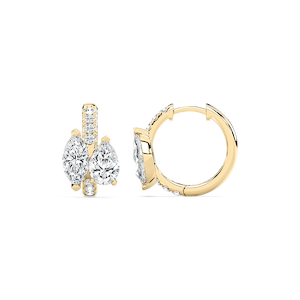 2 ctw Lab Grown Diamond Toi et Moi Hoop Earrings