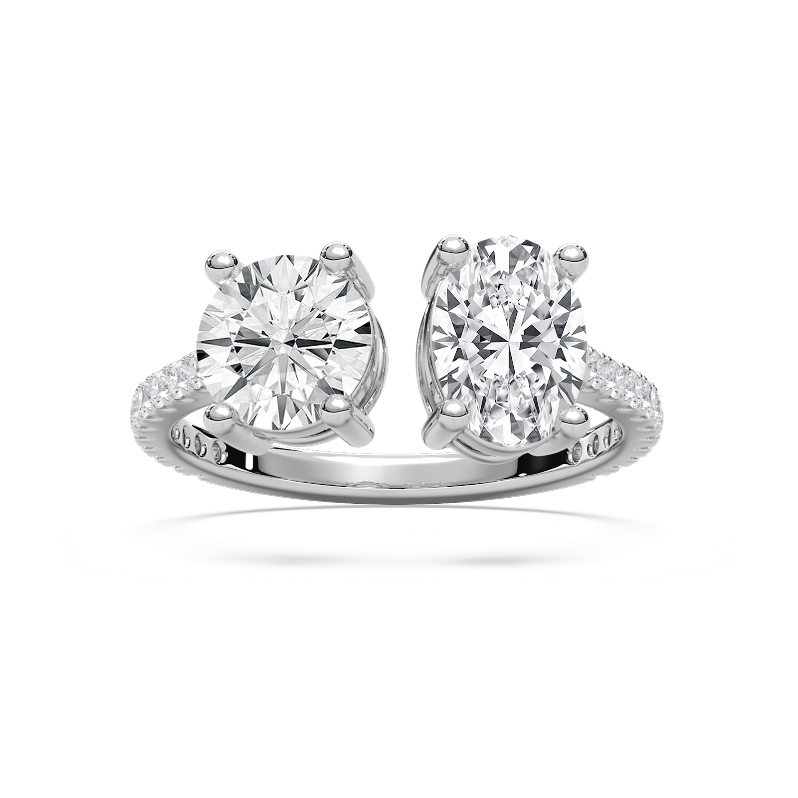 Toi et Moi Open Round and Oval Ring in Rose Gold