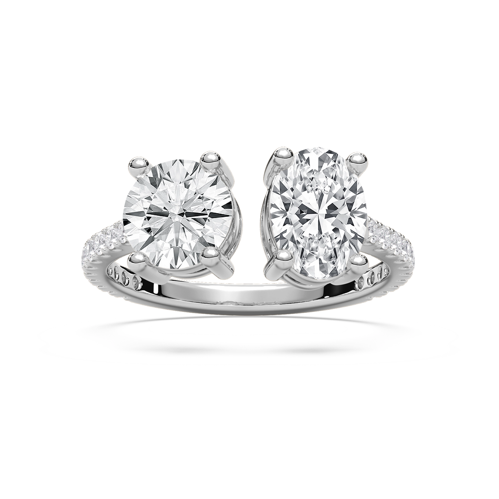 Toi et Moi Open Round and Oval Ring in Rose Gold