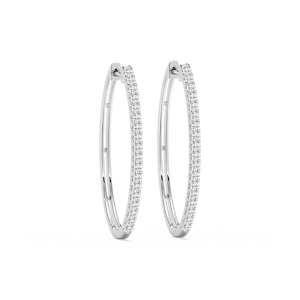 Round Lab Grown Diamond Traditional Oval-Shaped Hoop Earrings