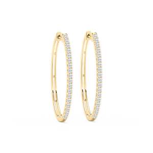 Round Lab Grown Diamond Traditional Oval-Shaped Hoop Earrings