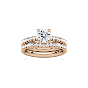 Tressa 1 ⅝ ctw Round Lab Grown Diamond French Pave Wedding Set