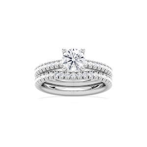 Tressa 1 ⅝ ctw Round Lab Grown Diamond French Pave Wedding Set