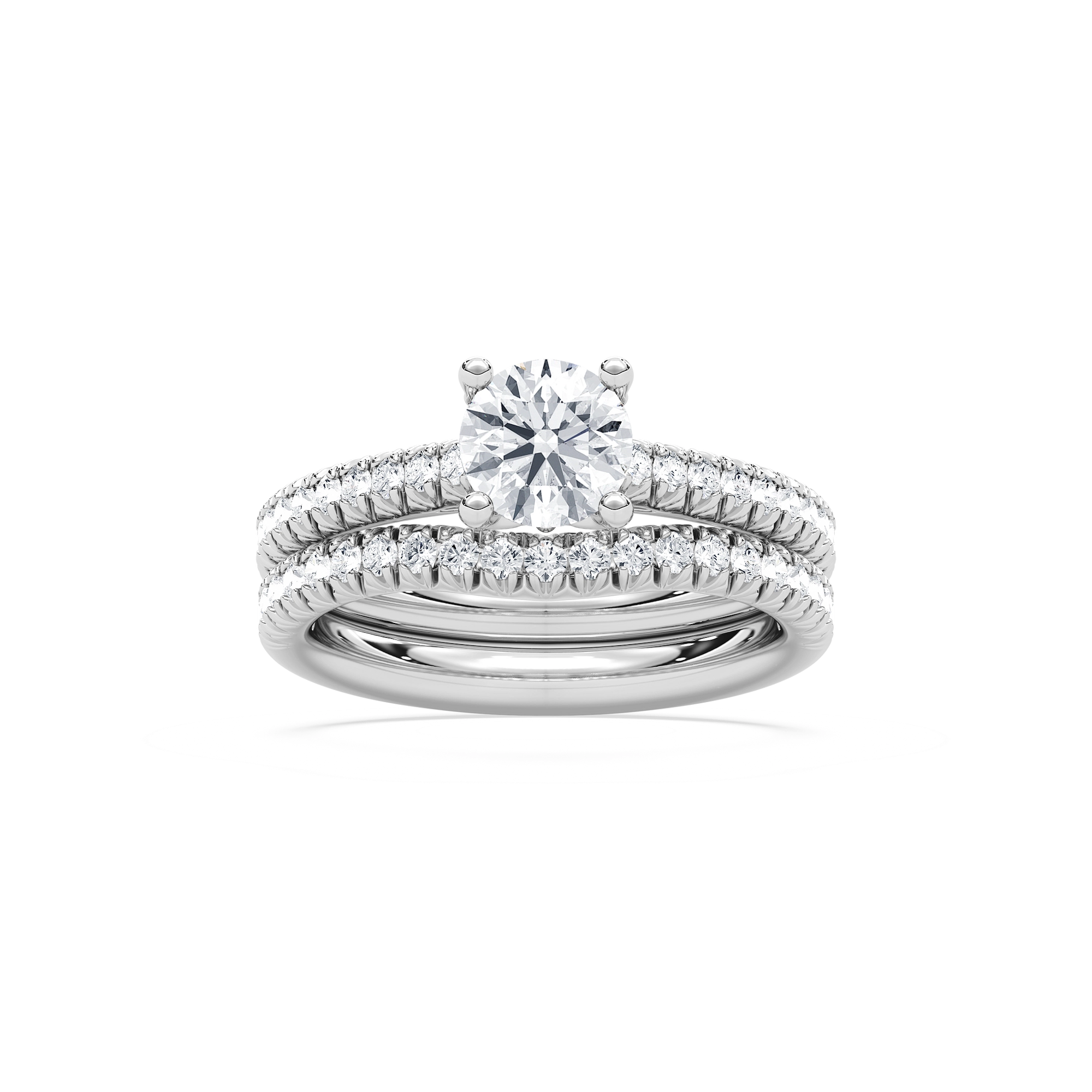 Tressa 1 ⅝ ctw Round Lab Grown Diamond French Pave Wedding Set