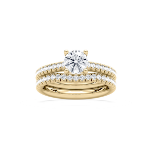 Tressa 1 ⅝ ctw Round Lab Grown Diamond French Pave Wedding Set