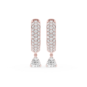 Trillion Lab Grown Diamond Pave Hoop Drop Earrings
