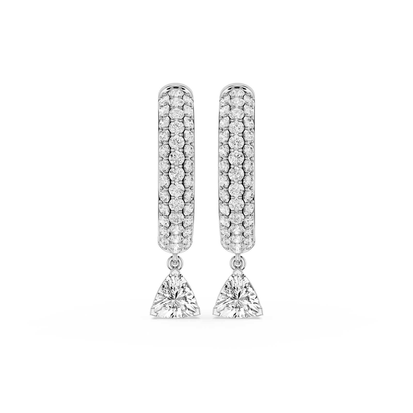 Trillion Lab Grown Diamond Pave Hoop Drop Earrings