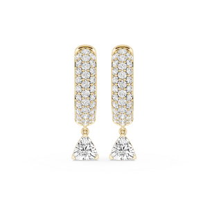 Trillion Lab Grown Diamond Pave Hoop Drop Earrings
