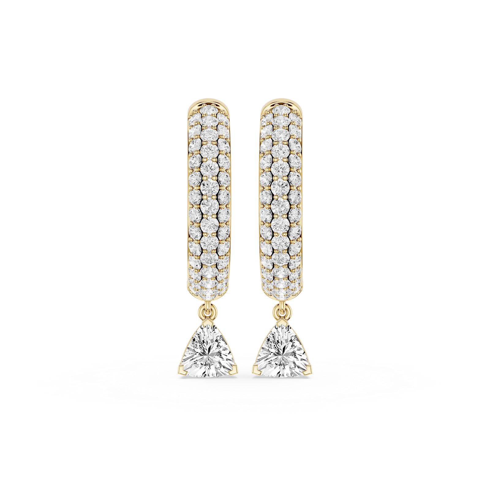 Trillion Lab Grown Diamond Pave Hoop Drop Earrings