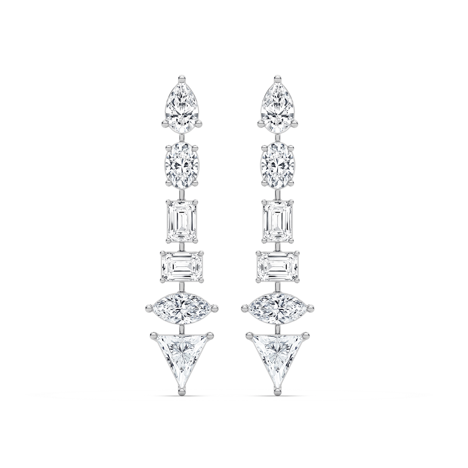 Trillion Point Dangle Earrings in 14K Rose Gold