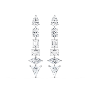 7 ctw Multi Shape Lab Grown Diamond Trillion Point Dangle Earrings