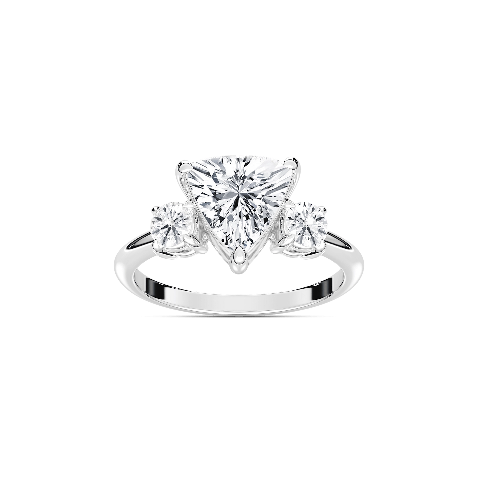 Prisha Trillion Lab Grown Diamond with Round Sides Three Stone Engagement Ring