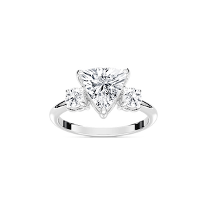 Prisha Trillion Lab Grown Diamond with Round Sides Three Stone Engagement Ring