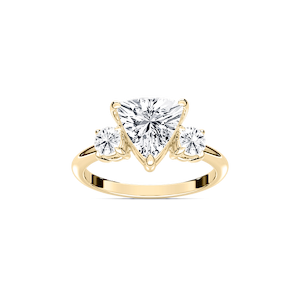 Prisha Trillion Lab Grown Diamond with Round Sides Three Stone Engagement Ring