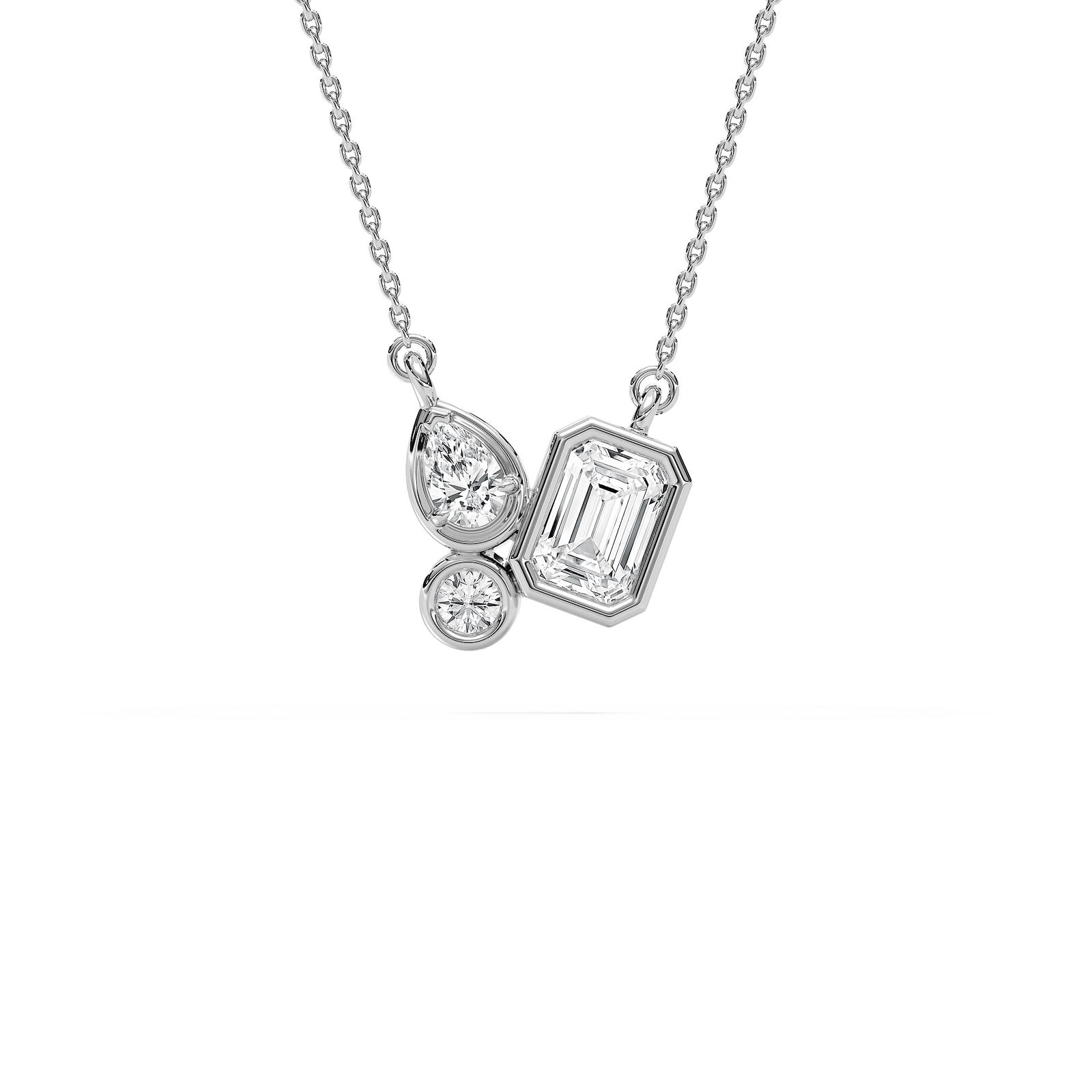 Trio-Cut Diamond Necklace in Rose Gold