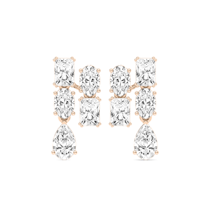 5 ctw Radiant, Oval, and Pear Lab Grown Diamond Double Drop Earrings