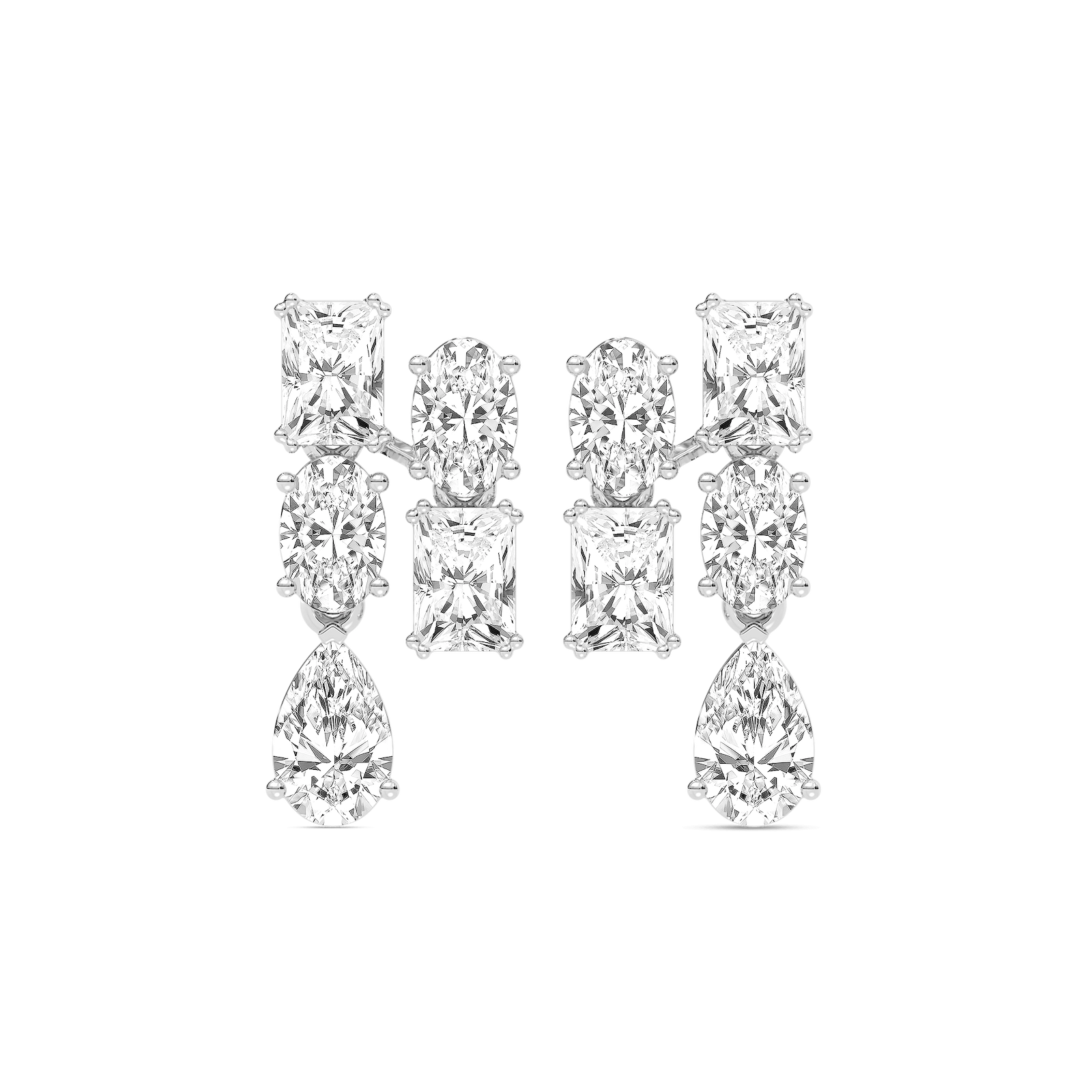 5 ctw Radiant, Oval, and Pear Lab Grown Diamond Double Drop Earrings