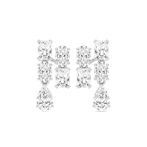 5 ctw Radiant, Oval, and Pear Lab Grown Diamond Double Drop Earrings
