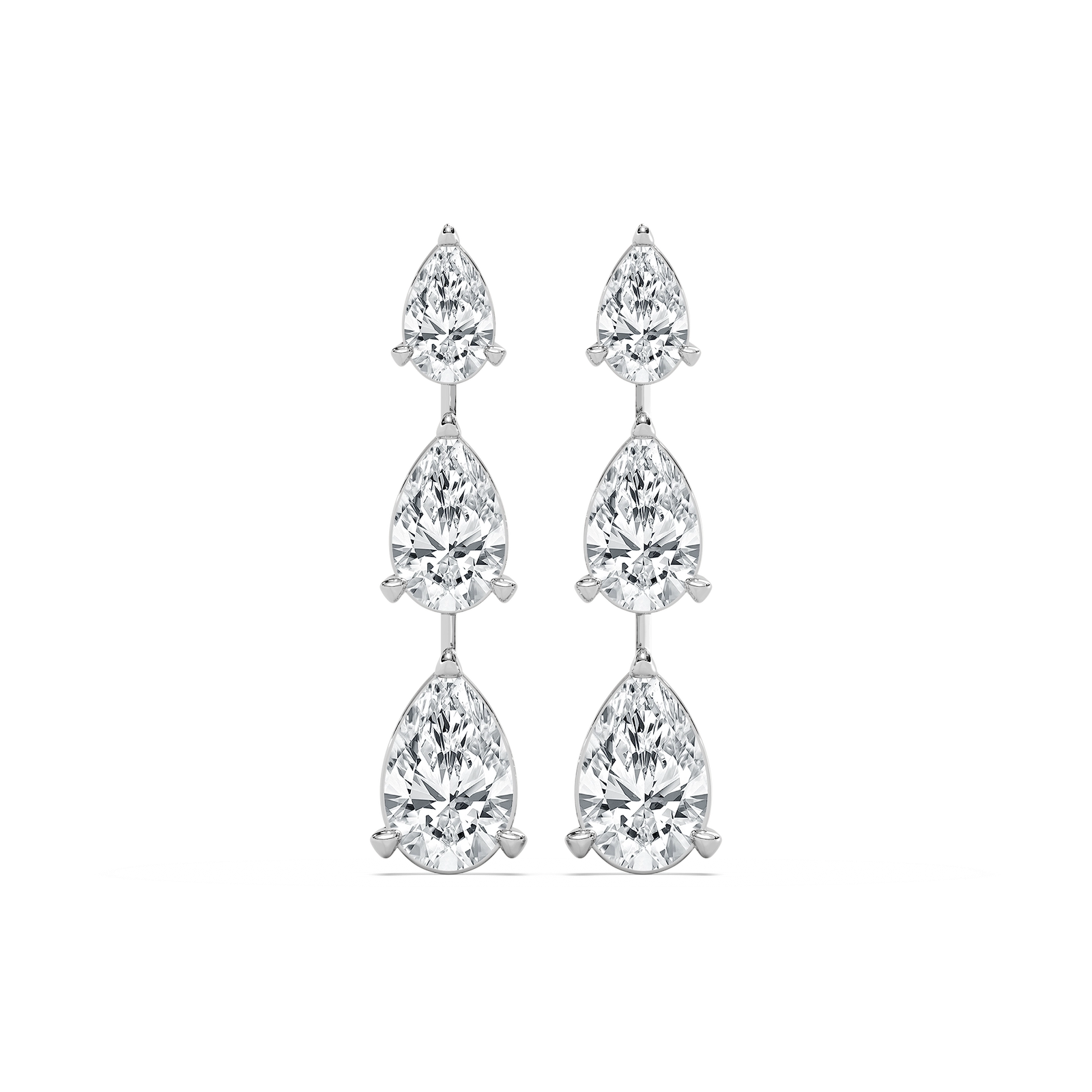 Triple Pear Drop Earrings in 14K Rose Gold