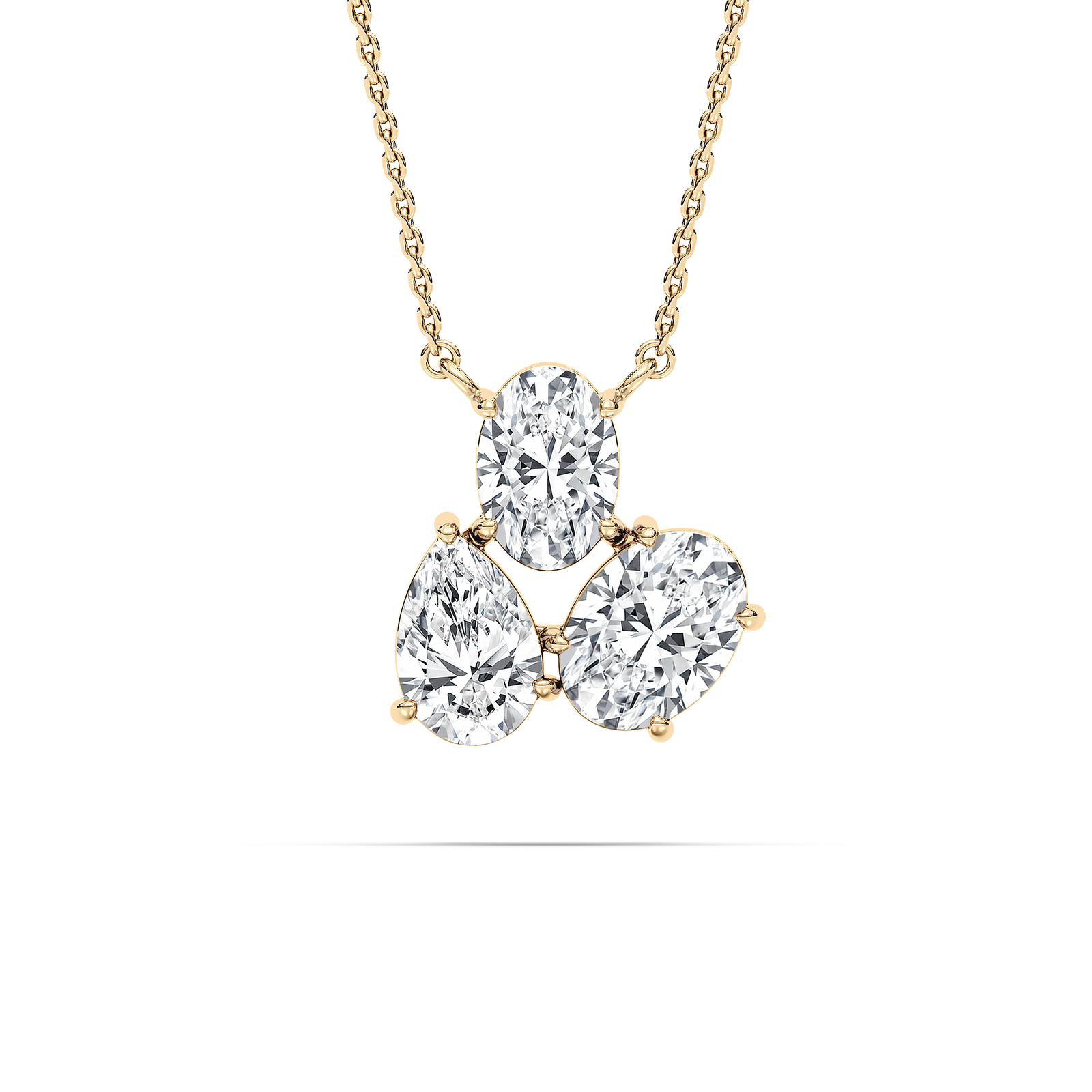 3 ½ ctw Oval and Pear  Lab Grown Diamond Triumphant Three Stone Pendant  - 18 Inches