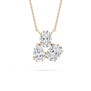 3 ½ ctw Oval and Pear  Lab Grown Diamond Triumphant Three Stone Pendant  - 18 Inches