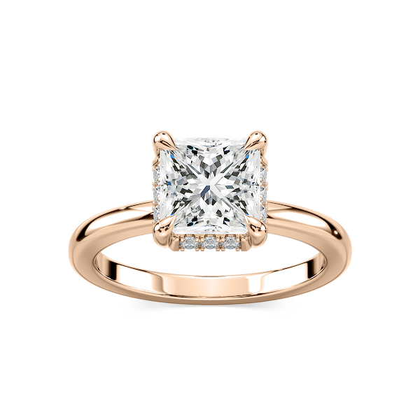 Tula Asscher Lab Grown Diamond Semi Hidden Halo Engagement Ring