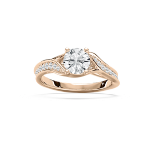 Nala 1 ¹⁄₆ ctw Round Lab Grown Diamond Channel Set Twist Side Stone Engagement Ring