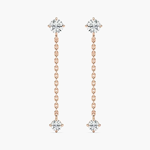 3/4 ctw Round Lab Grown Diamond Graduated Dangle Chain Earrings