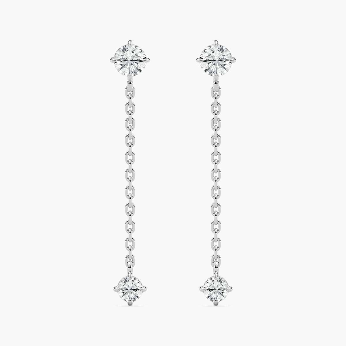 3/4 ctw Round Lab Grown Diamond Graduated Dangle Chain Earrings