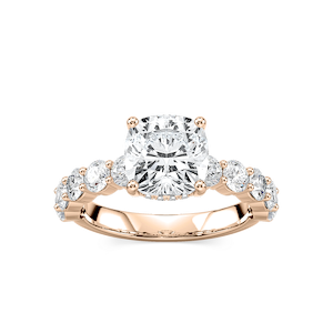 Uma Cushion Lab Grown Diamond Shared Prong Hidden Halo Engagement Ring
