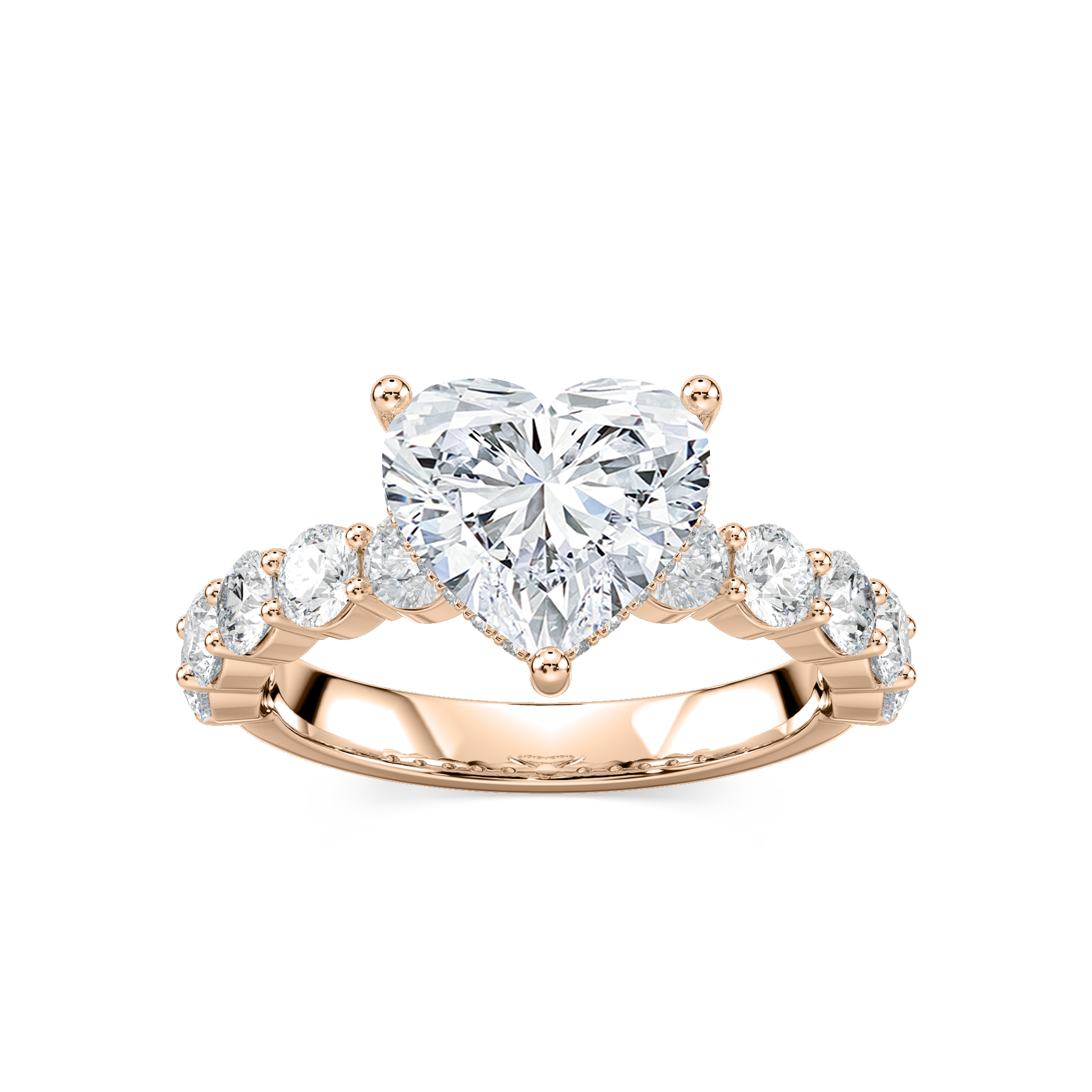 Uma Heart Lab Grown Diamond Shared Prong Hidden Halo Engagement Ring