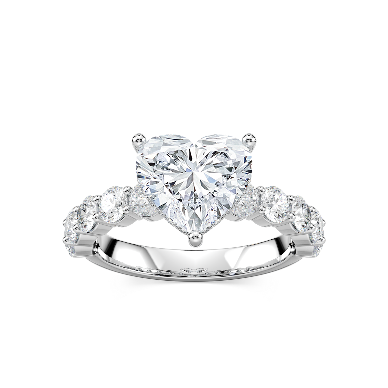 Uma Heart Cut Engagement Ring with 1.26ctw Heart Cut Lab-Grown Diamonds in 14K White Gold
