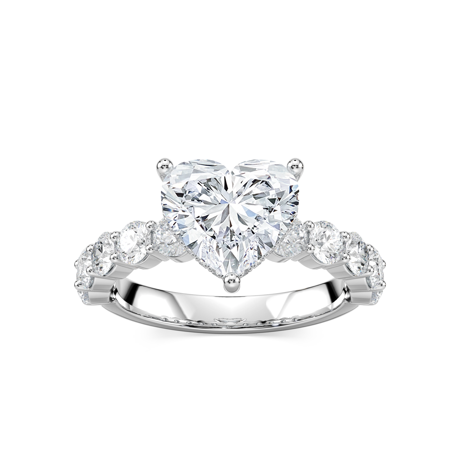Uma Heart Lab Grown Diamond Shared Prong Hidden Halo Engagement Ring