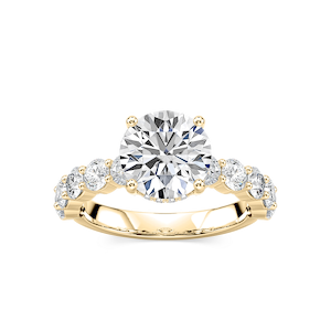 Uma Round Lab Grown Diamond Shared Prong Hidden Halo Engagement Ring
