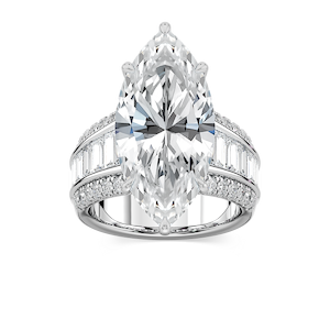 Veda 12 ¹⁄₃ ctw Marquise Lab Grown Diamond Triple Row Hidden Halo Engagement Ring - Signature Collection