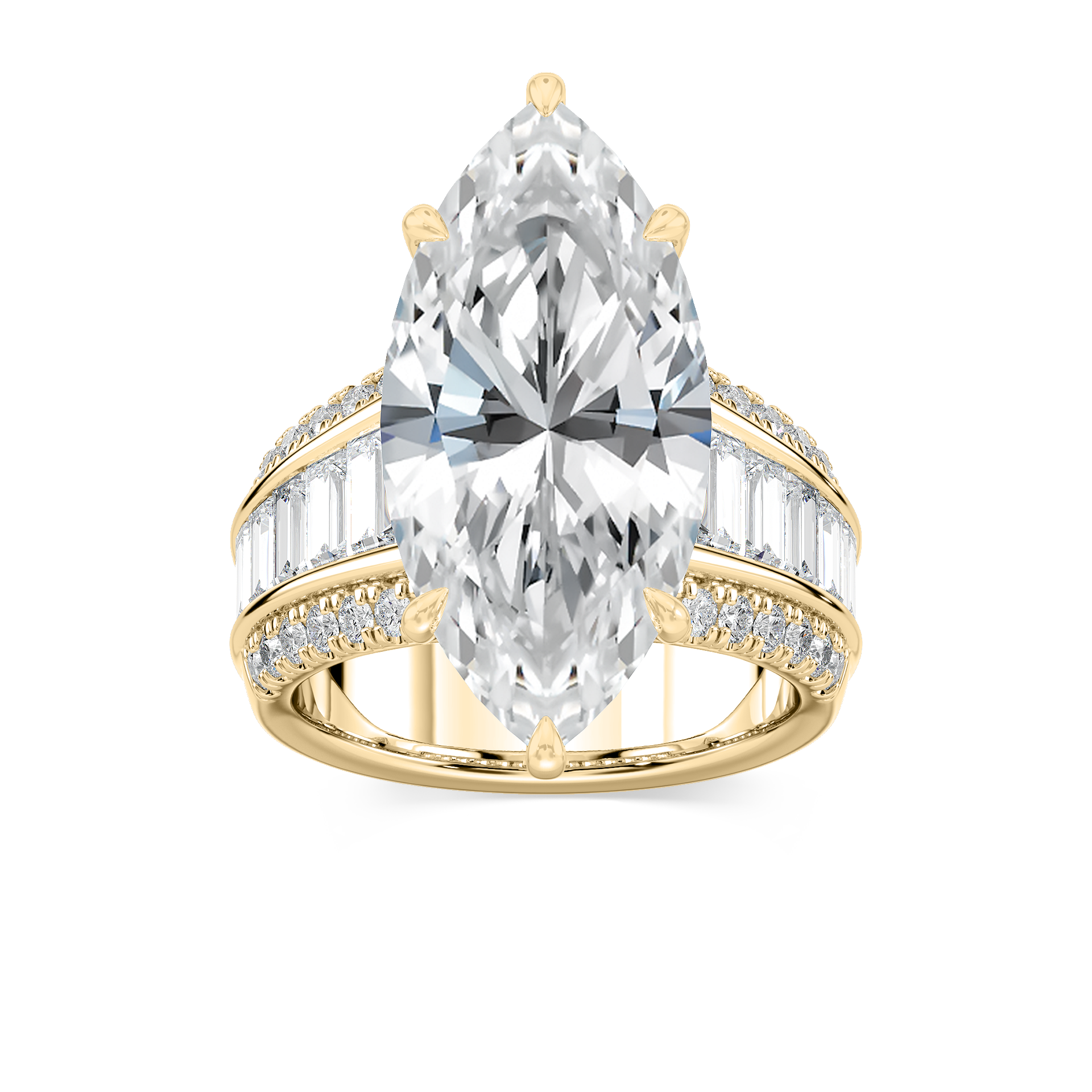 Veda 12 ¹⁄₃ ctw Marquise Lab Grown Diamond Triple Row Hidden Halo Engagement Ring - Signature Collection
