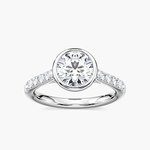 Sofia Round Lab Grown Diamond BezelSide Stone Engagement Ring