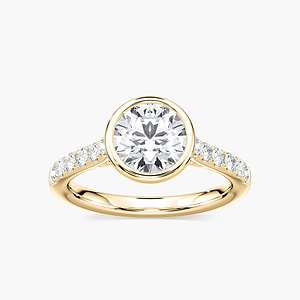 Sofia Round Lab Grown Diamond BezelSide Stone Engagement Ring