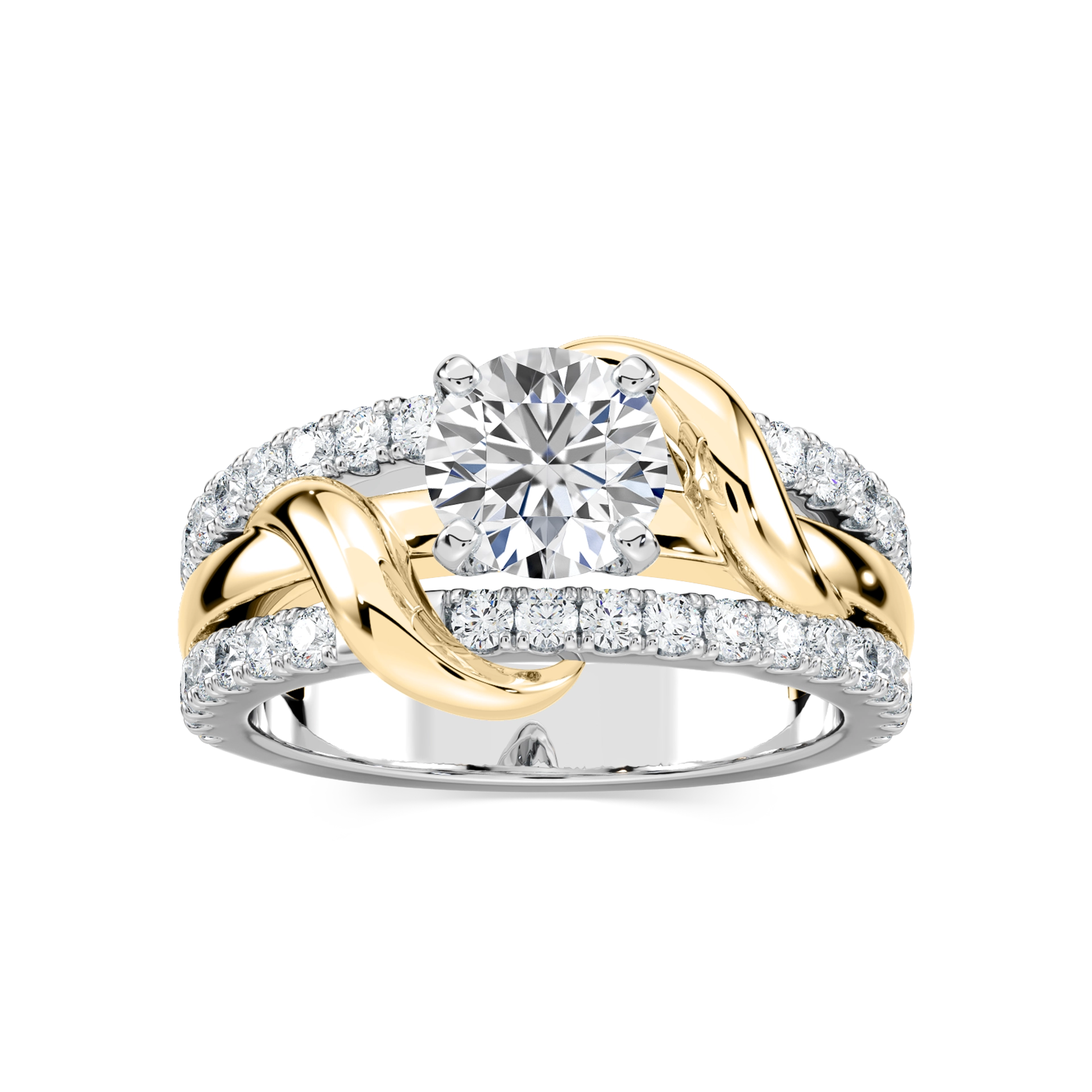 Layla Round Lab Grown Diamond Vine Side Stone Engagement Ring